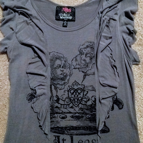 Alice in Wonderland ruffle graphic tee/tank XS - Picture 5 of 7